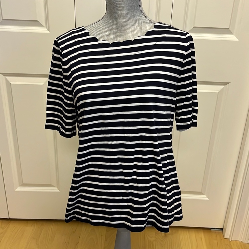 Talbots navy and white striped tee sz PL